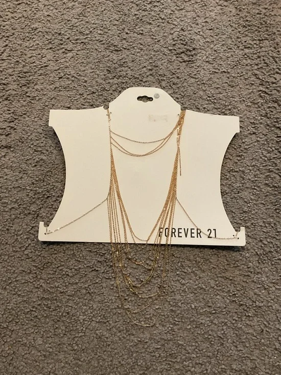 NWT Forever 21 Gold Multi Drape Body Chain Necklace Jewelry Beach Summer Y2K - Picture 3 of 4